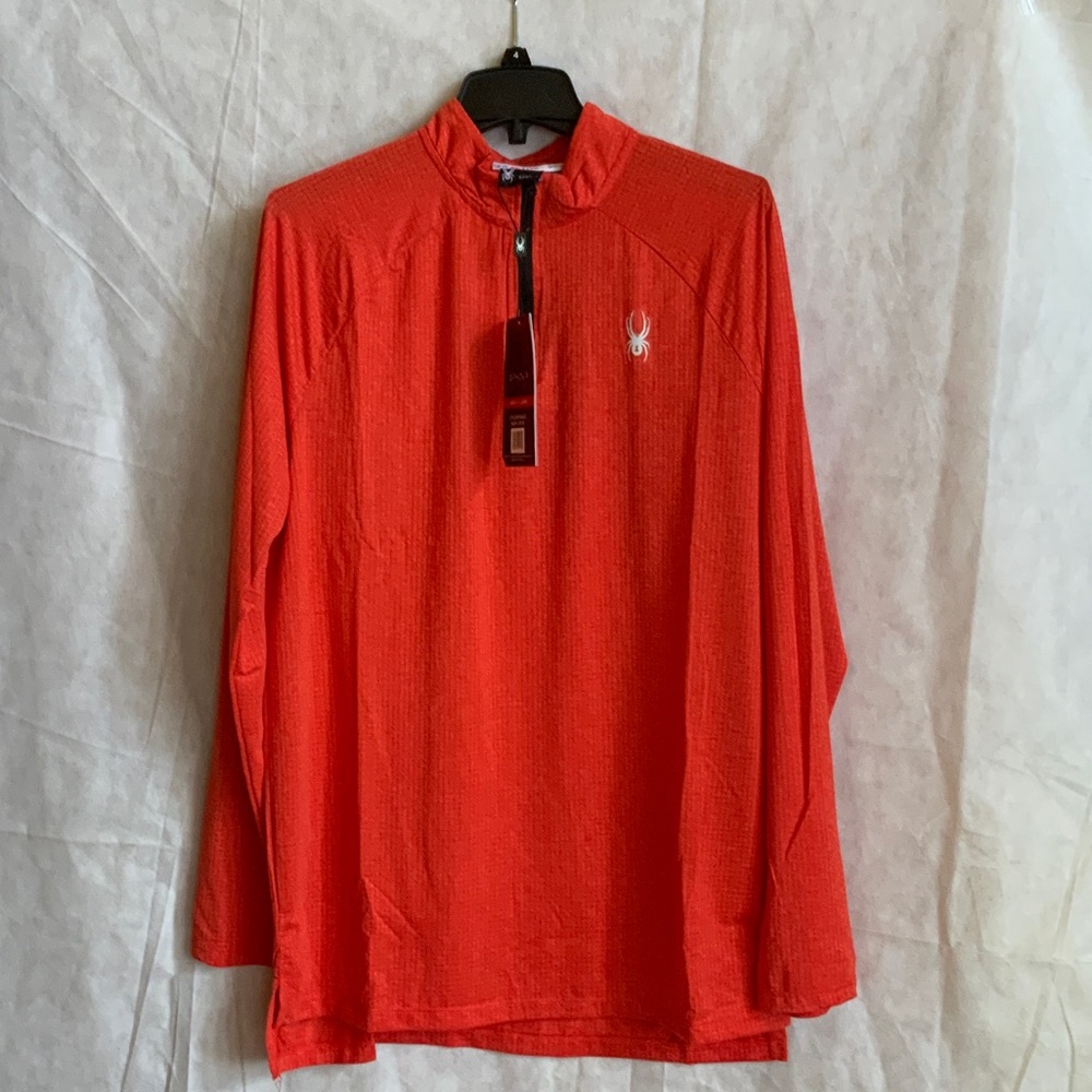 Spyder quarter zip orange Long Sleeve performance Tee